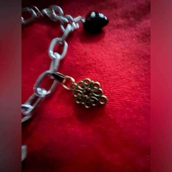 Hand Crafted Silver Plated Charm w Natural Stone Cross Bracelet Hand Made - Picture 2 of 5